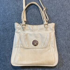 Elliot Lucca Beige Womens Natural Snakeskin Print Top Handle Bag Purse